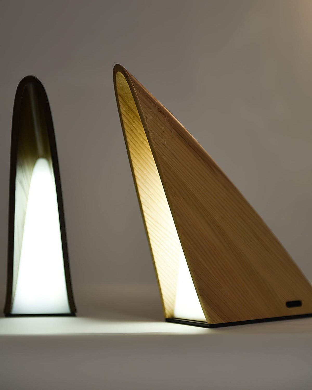 Triangular Wooden Table Lamp with Touch Dimming, Cordless LED