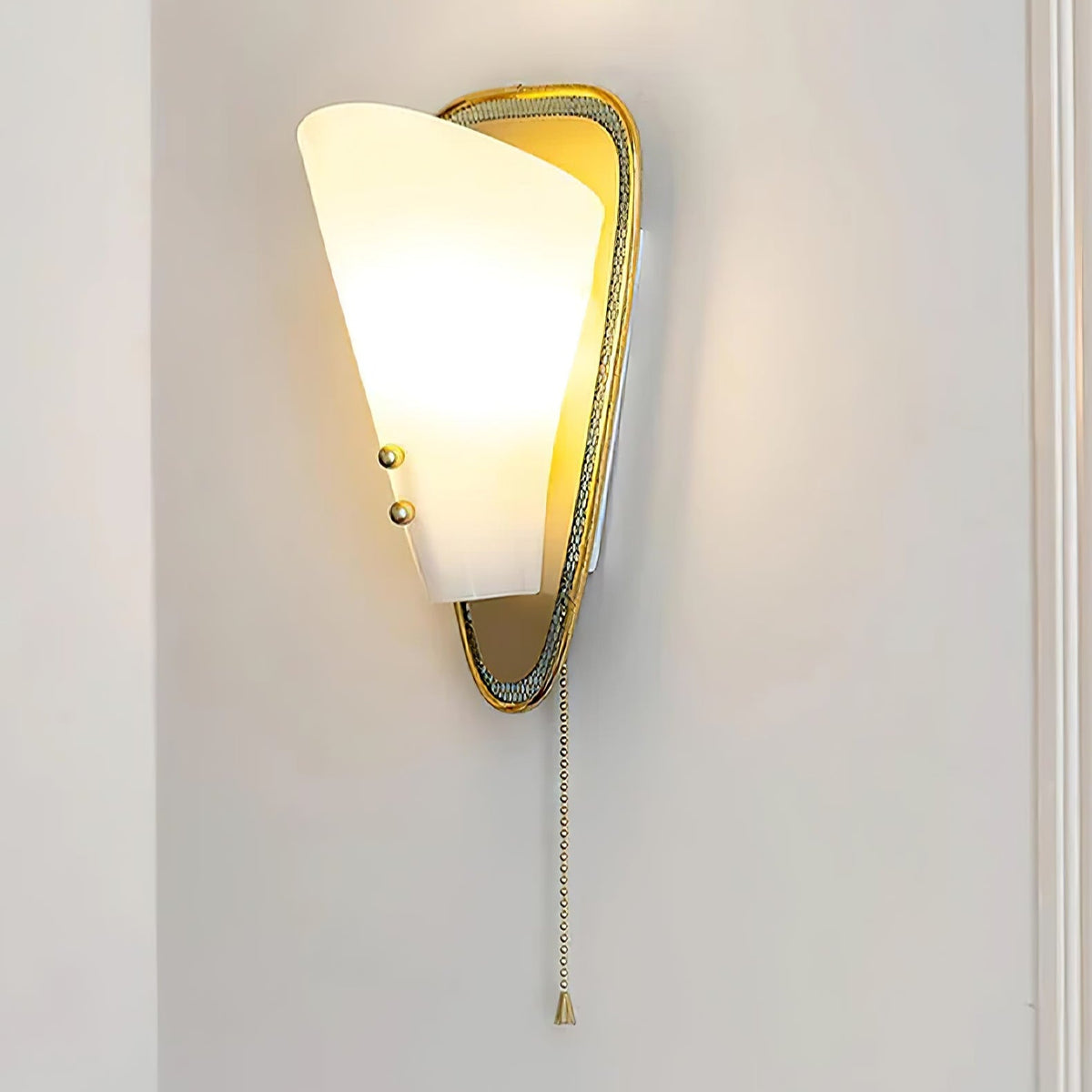 Geometric Gold Wall Sconce with Tassel Accent for Modern Interiors