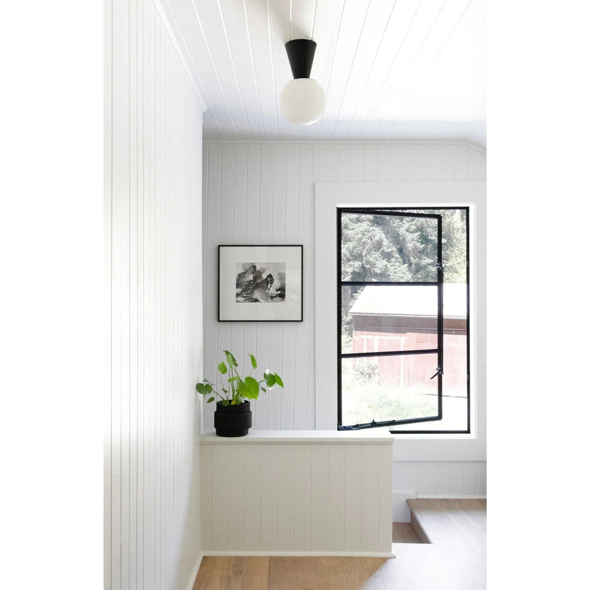 Trilo Globe Ceiling Light — Modern Opal Glass Flush Mount