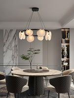 Trinidad Alabaster Chandelier — Modern LED Pendant Light in Brass for Dining Room and Living Room
