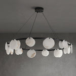 Trinidad Alabaster Chandelier — Modern LED Pendant Light in Brass for Dining Room and Living Room