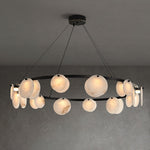 Trinidad Alabaster Chandelier — Modern LED Pendant Light in Brass for Dining Room and Living Room