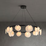 Trinidad Alabaster Chandelier — Modern LED Pendant Light in Brass for Dining Room and Living Room