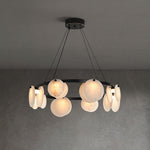 Trinidad Alabaster Chandelier — Modern LED Pendant Light in Brass for Dining Room and Living Room