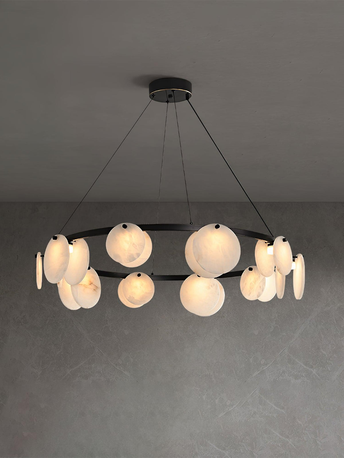 Trinidad Alabaster Chandelier — Modern LED Pendant Light in Brass for Dining Room and Living Room