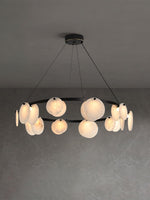 Trinidad Alabaster Chandelier — Modern LED Pendant Light in Brass for Dining Room and Living Room