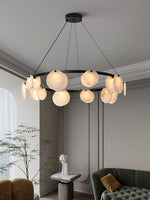 Trinidad Alabaster Chandelier — Modern LED Pendant Light in Brass for Dining Room and Living Room