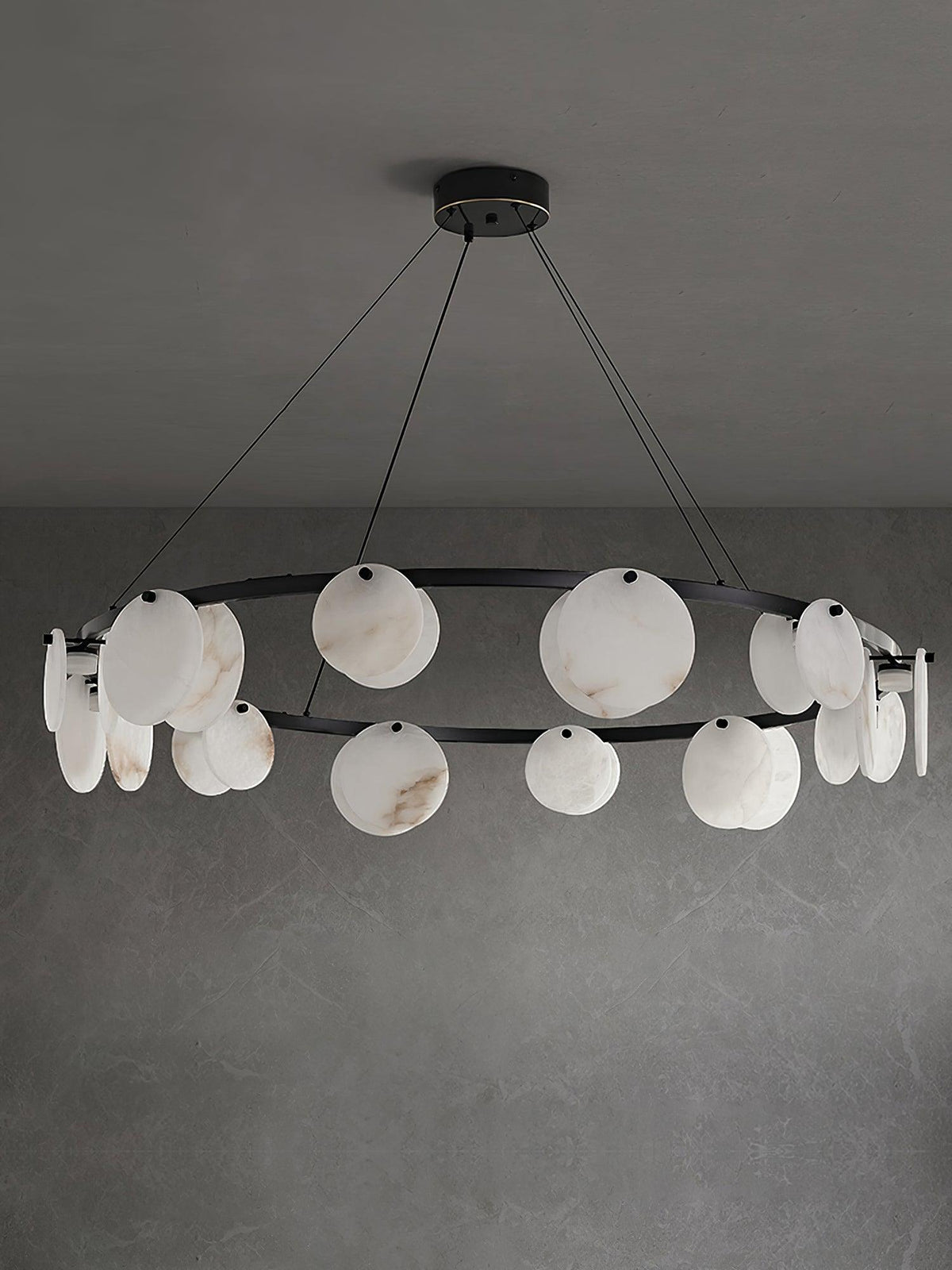 Trinidad Alabaster Chandelier — Modern LED Pendant Light in Brass for Dining Room and Living Room