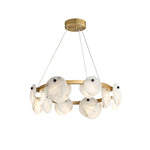Trinidad Alabaster Chandelier — Modern LED Pendant Light in Brass for Dining Room and Living Room