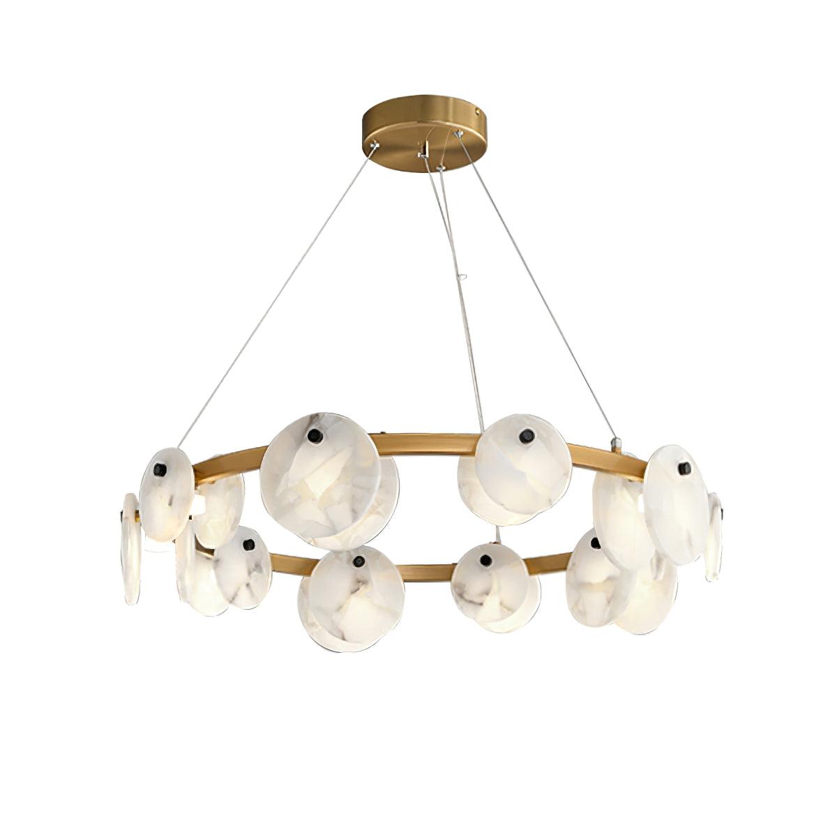 Trinidad Alabaster Chandelier — Modern LED Pendant Light in Brass for Dining Room and Living Room
