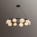 Trinidad Alabaster Chandelier — Modern LED Pendant Light in Brass for Dining Room and Living Room