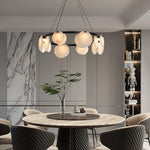 Trinidad Alabaster Chandelier — Modern LED Pendant Light in Brass for Dining Room and Living Room