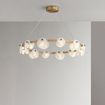 Trinidad Alabaster Chandelier — Modern LED Pendant Light in Brass for Dining Room and Living Room