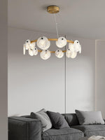 Trinidad Alabaster Chandelier — Modern LED Pendant Light in Brass for Dining Room and Living Room
