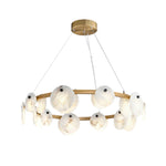 Trinidad Alabaster Chandelier — Modern LED Pendant Light in Brass for Dining Room and Living Room