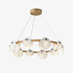 Trinidad Alabaster Chandelier — Modern LED Pendant Light in Brass for Dining Room and Living Room