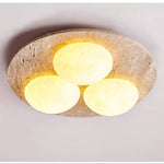 Trio Travertine Flush Mount Ceiling Light with LED Globes