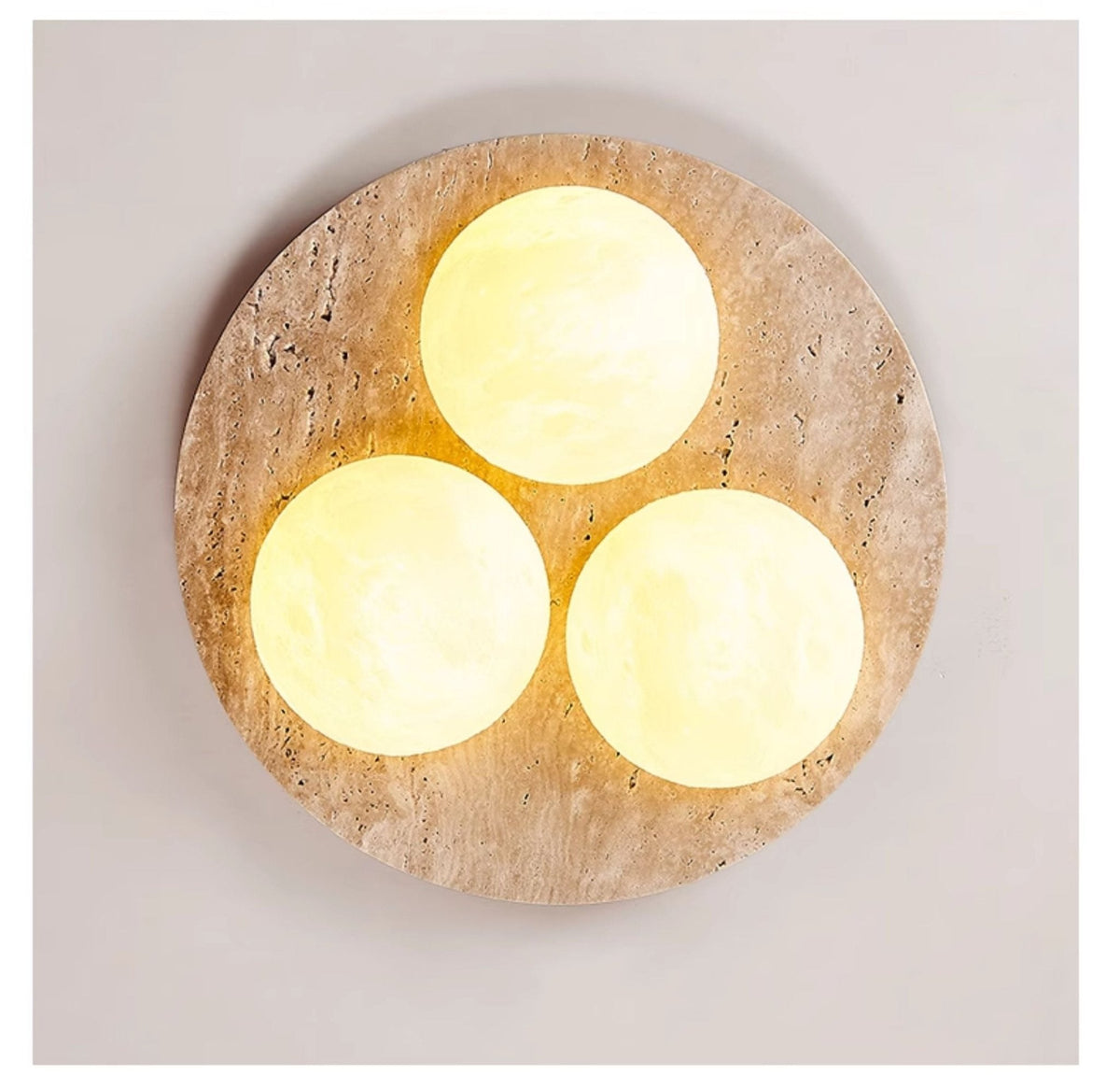 Trio Travertine Flush Mount Ceiling Light with LED Globes