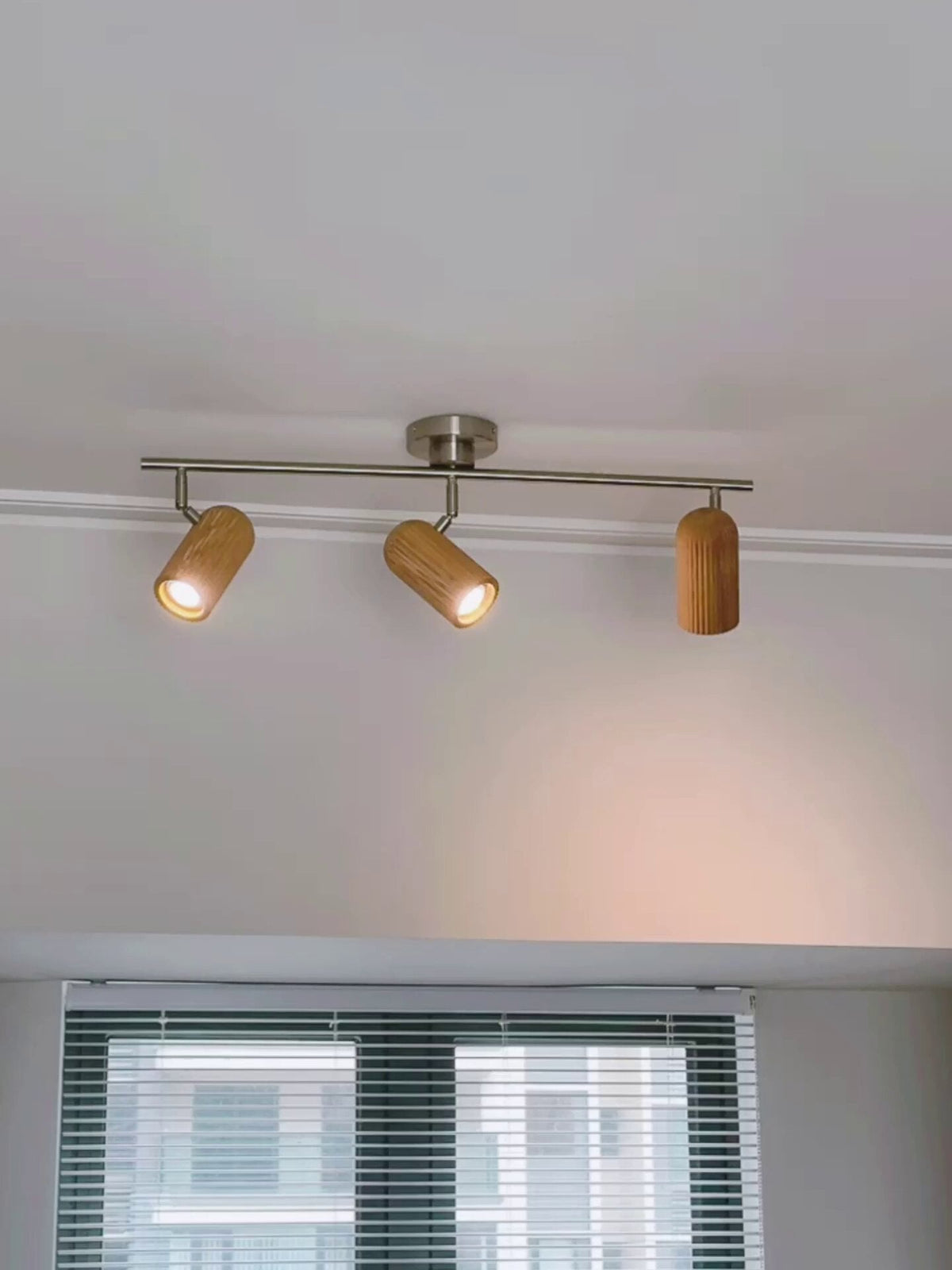 Trio Wood Ceiling Light – Modern Adjustable Flush Mount for Living Room & Bedroom