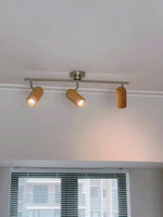 Trio Wood Ceiling Light – Modern Adjustable Flush Mount for Living Room & Bedroom
