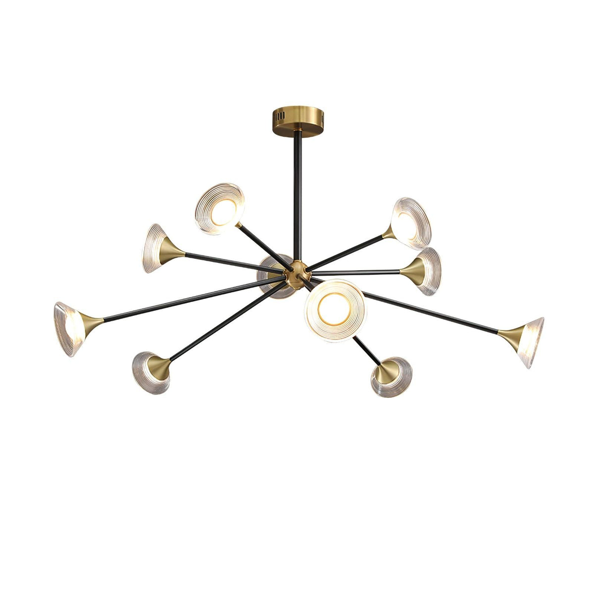 Tristan Brass & Acrylic LED Chandelier, Modern Multi-Head Pendant Light
