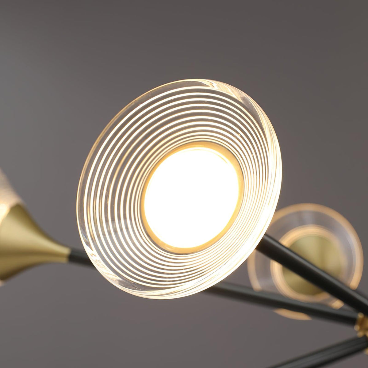 Tristan Brass & Acrylic LED Chandelier, Modern Multi-Head Pendant Light