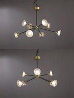Tristan Brass & Acrylic LED Chandelier, Modern Multi-Head Pendant Light