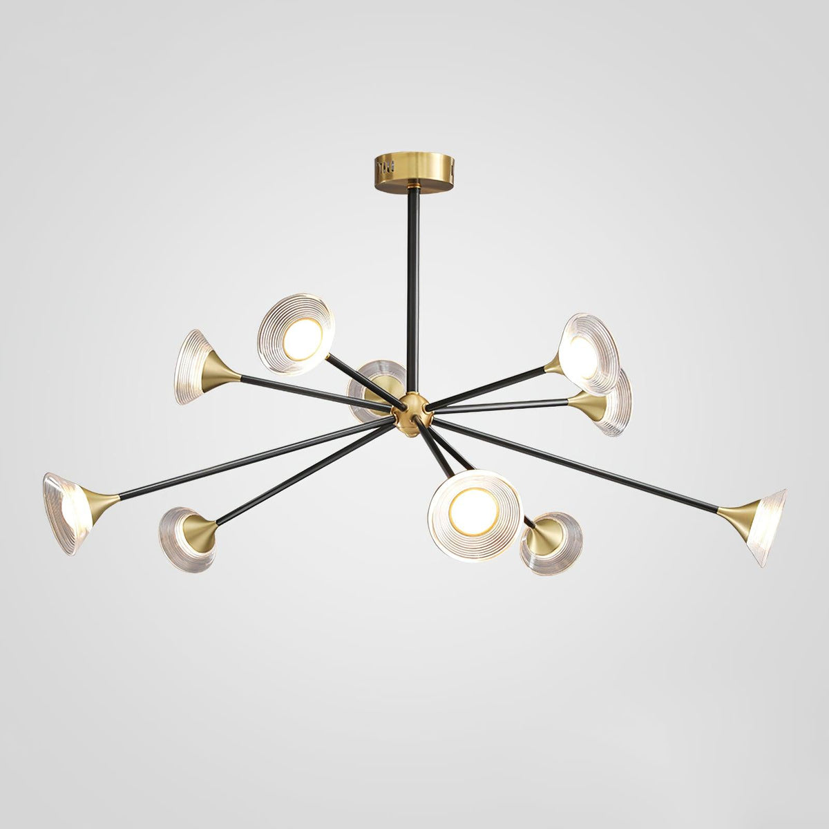 Tristan Brass & Acrylic LED Chandelier, Modern Multi-Head Pendant Light