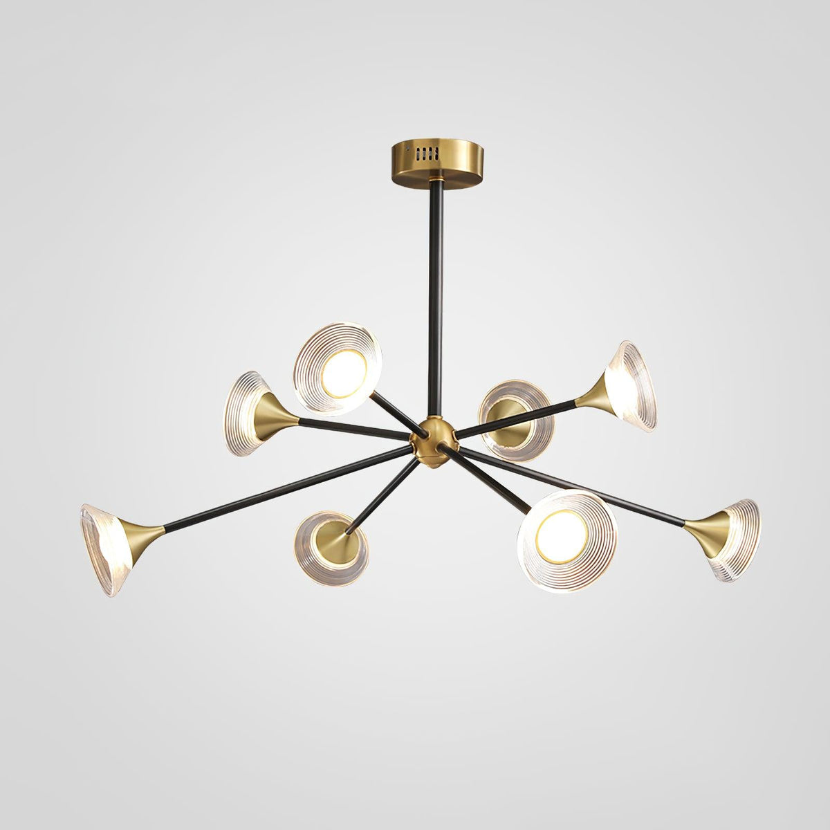 Tristan Brass & Acrylic LED Chandelier, Modern Multi-Head Pendant Light