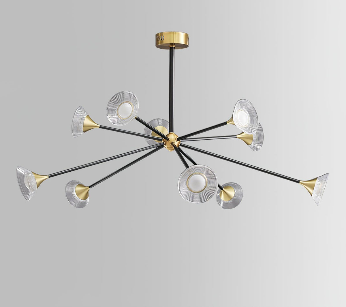 Tristan Brass & Acrylic LED Chandelier, Modern Multi-Head Pendant Light