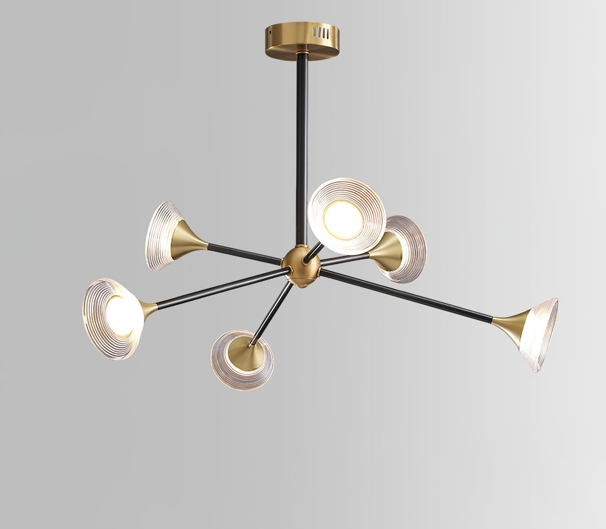 Tristan Brass & Acrylic LED Chandelier, Modern Multi-Head Pendant Light