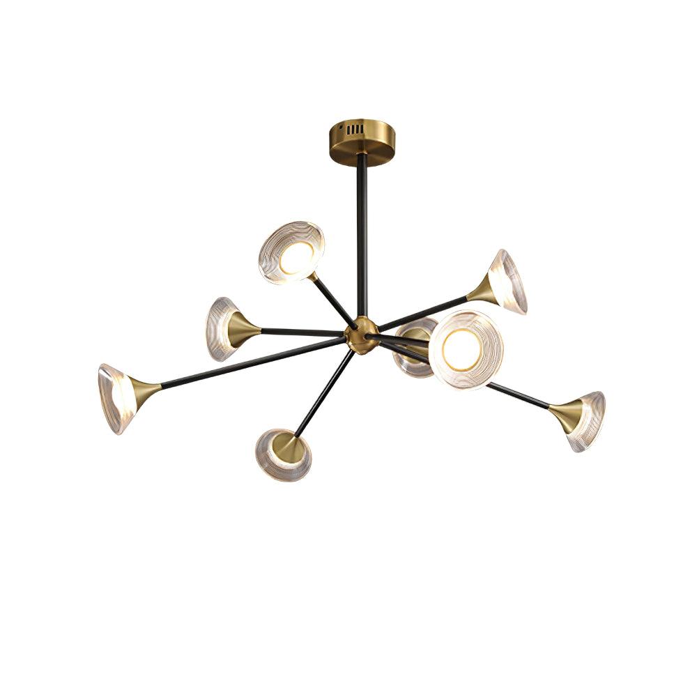Tristan Brass & Acrylic LED Chandelier, Modern Multi-Head Pendant Light