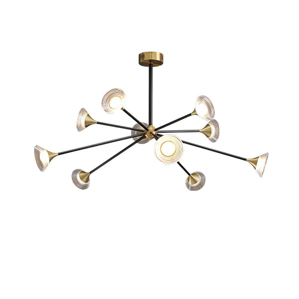 Tristan Brass & Acrylic LED Chandelier, Modern Multi-Head Pendant Light