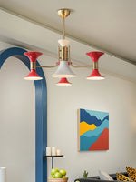 Tromina Trumpet Chandelier – Mid-Century Brass & Iron Pendant Light