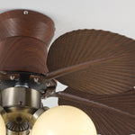 Tropi Glow Ceiling Fan Light with Botanical Blades and Opal Glass Globes