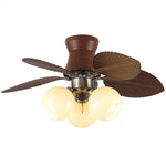 Tropi Glow Ceiling Fan Light with Botanical Blades and Opal Glass Globes