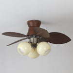 Tropi Glow Ceiling Fan Light with Botanical Blades and Opal Glass Globes