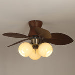 Tropi Glow Ceiling Fan Light with Botanical Blades and Opal Glass Globes