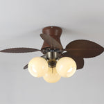 Tropi Glow Ceiling Fan Light with Botanical Blades and Opal Glass Globes