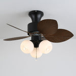 Tropica Palm Ceiling Fan Light with Amber Glass Shades