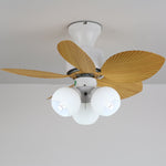 Tropica Palm Ceiling Fan Light with Amber Glass Shades