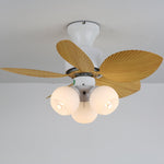 Tropica Palm Ceiling Fan Light with Amber Glass Shades