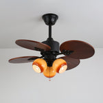 Tropica Breeze Ceiling Fan Light with Palm Blades and Amber Glass
