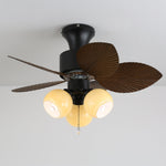 Tropica Palm Ceiling Fan Light with Amber Glass Shades