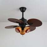 Tropica Breeze Ceiling Fan Light with Palm Blades and Amber Glass