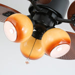 Tropica Breeze Ceiling Fan Light with Palm Blades and Amber Glass