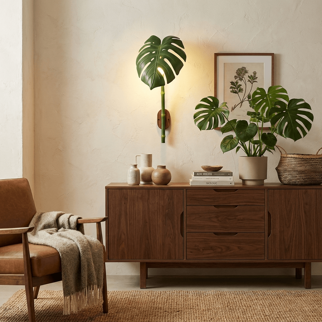 Monstera Leaf Wall Sconce — Tropical Botanical Light for Modern Interiors