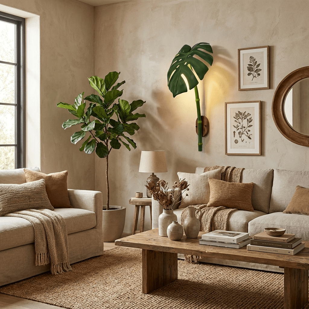 Monstera Leaf Wall Sconce — Tropical Botanical Light for Modern Interiors