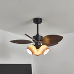 Tropiluxe Ceiling Fan Light with Palm Leaf Blades and Amber Glass Shade