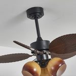 Tropiluxe Ceiling Fan Light with Palm Leaf Blades and Amber Glass Shade